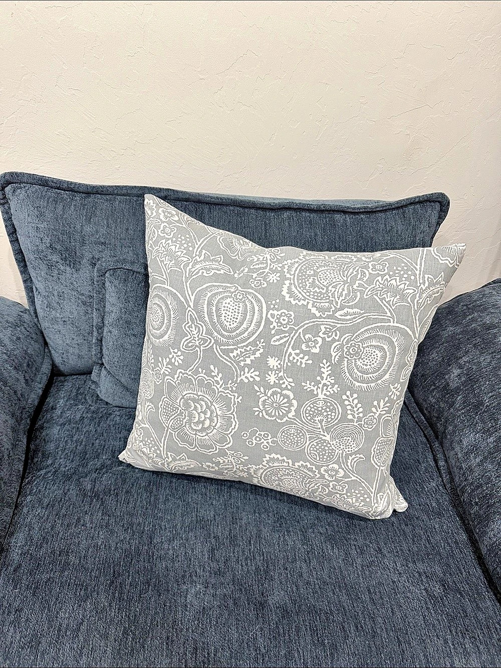 Gray & White Floral Throw Pillow